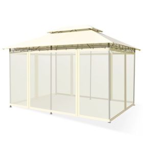 10 Feet x 13 Feet Tent Canopy Shelter with Removable Netting Sidewall (Color: Beige)