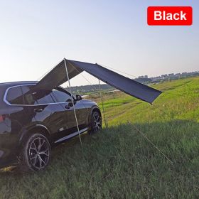 Outdoor Camping Car Awning Shade Sail Car Tail/Side Tent Canopy Sunscreen 210D Oxford Cloth PU2000 Waterproof Sunshade (Color: Black, size: 300X200CM)