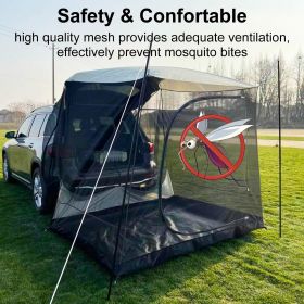Car Tent Universal Camping Portable Super Light And Easy To Install Large Space Sun Shade For Camping Outdoor Beach (Color: D with poles)